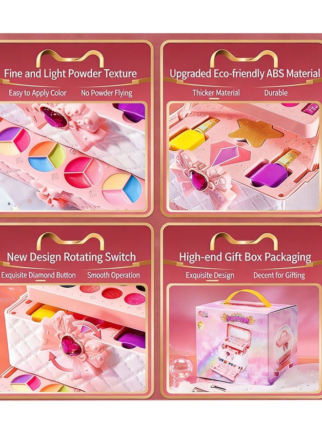 مجموعة مكياج للأطفال للبنات، مجموعة مكياج للبنات، آمنة وقابلة للغسل وغير سامة، صندوق مكياج محمول يتضمن أحمر الشفاه وظلال العيون وما إلى ذلك، ألعاب للبنات من سن 5 إلى 7 سنوات، هدايا عيد الميلاد - Image 4