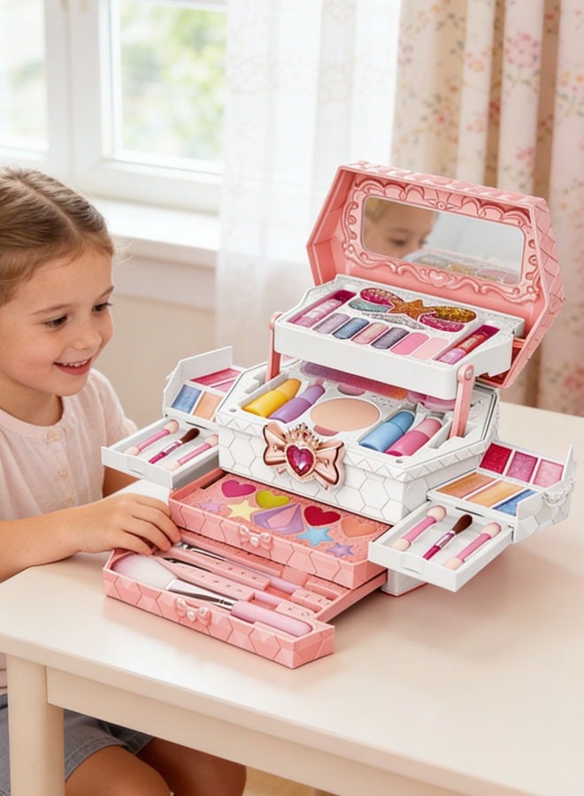 مجموعة مكياج للأطفال للبنات، مجموعة مكياج للبنات، آمنة وقابلة للغسل وغير سامة، صندوق مكياج محمول يتضمن أحمر الشفاه وظلال العيون وما إلى ذلك، ألعاب للبنات من سن 5 إلى 7 سنوات، هدايا عيد الميلاد - Image 3