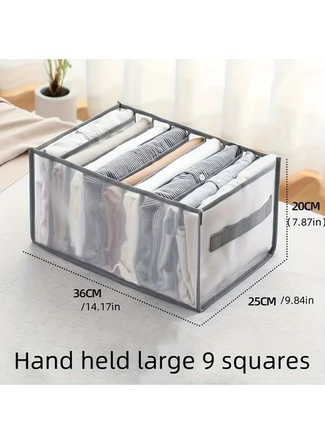 Large 9 Grid Gray Bra Organizer Storage Box With Visible Window Handle - Image 3