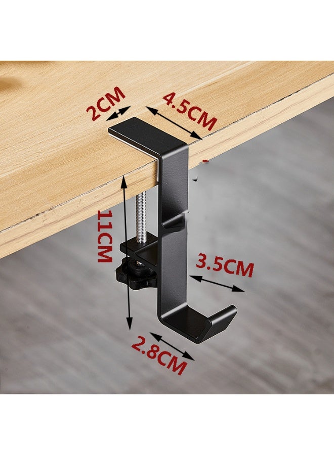 Adjustable Metal Desk Hook - No-Drill, Wall-Mounted Storage Rack for Earphones & Headphones with Side Bag Hanger  - Image 2