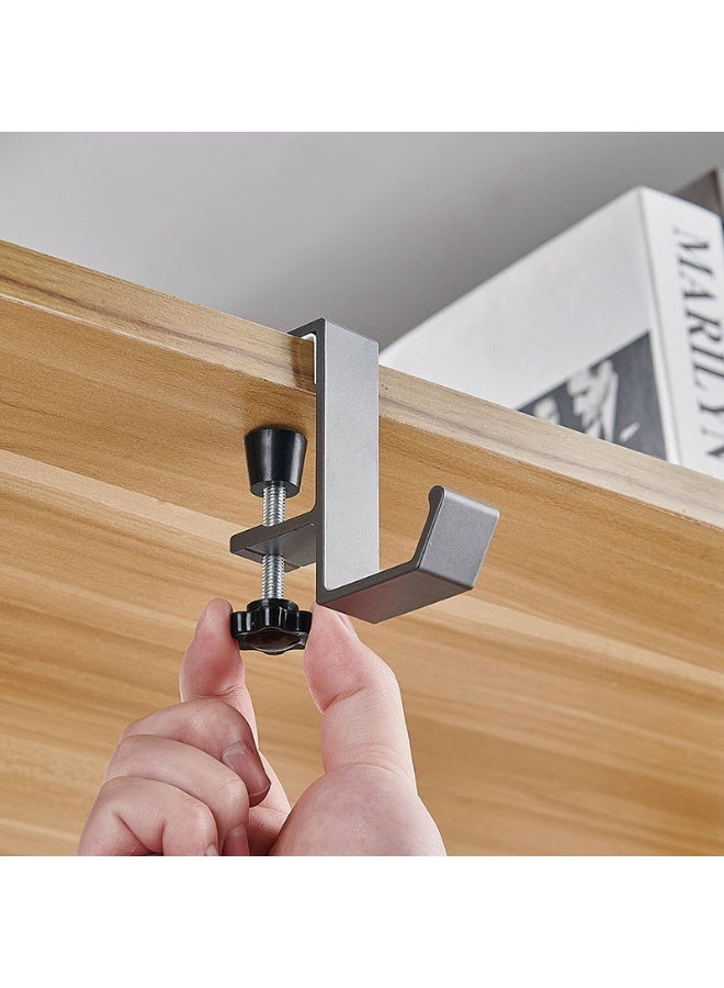 Adjustable Metal Desk Hook - No-Drill, Wall-Mounted Storage Rack for Earphones & Headphones with Side Bag Hanger  - Image 3