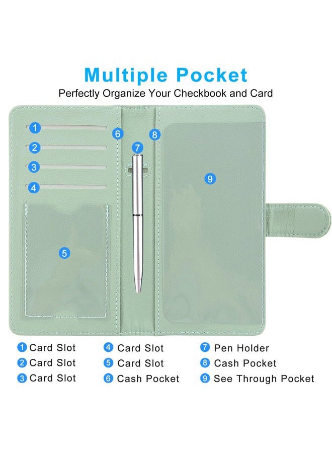 ACdream Checkbook Cover, Leather RFID Blocking Check Book Wallet, *Agave Green, 2020 Checkbook Cover with Magnet Closure, Casual - Image 3