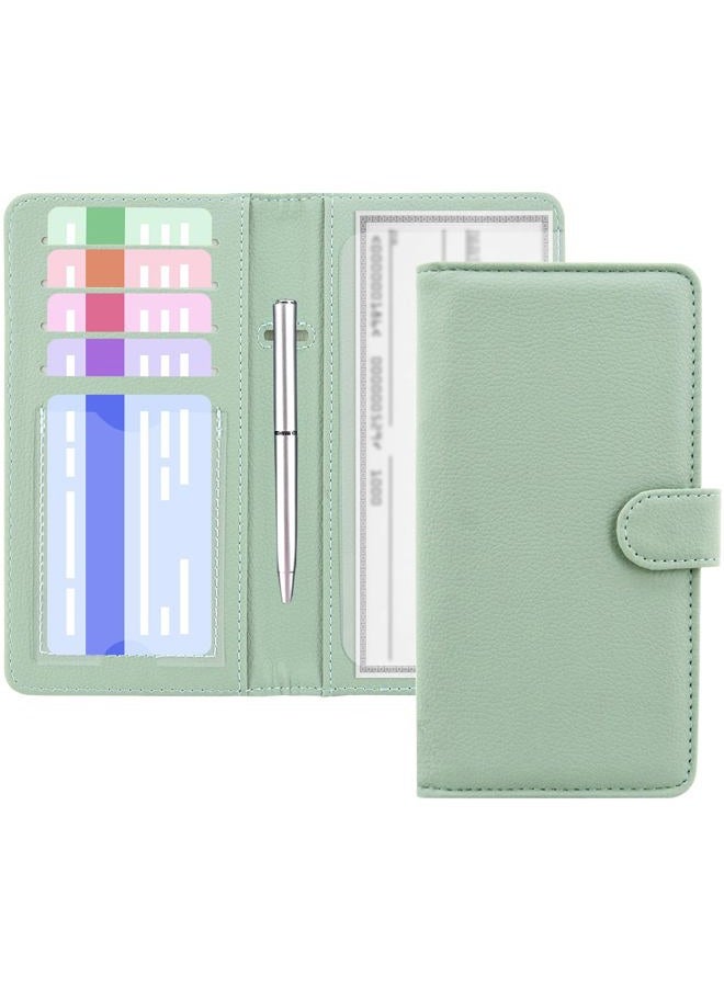 ACdream Checkbook Cover, Leather RFID Blocking Check Book Wallet, *Agave Green, 2020 Checkbook Cover with Magnet Closure, Casual - Image 1