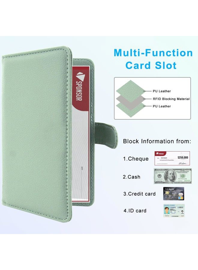 ACdream Checkbook Cover, Leather RFID Blocking Check Book Wallet, *Agave Green, 2020 Checkbook Cover with Magnet Closure, Casual - Image 2