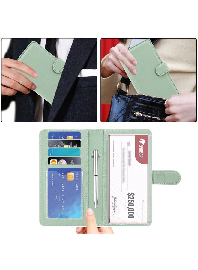 ACdream Checkbook Cover, Leather RFID Blocking Check Book Wallet, *Agave Green, 2020 Checkbook Cover with Magnet Closure, Casual - Image 4