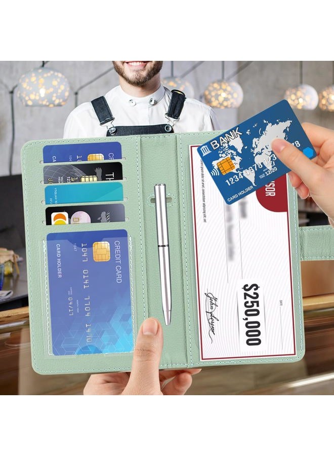 ACdream Checkbook Cover, Leather RFID Blocking Check Book Wallet, *Agave Green, 2020 Checkbook Cover with Magnet Closure, Casual - Image 5