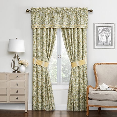 Waverly Paisley Verveine Valance for Window Rod Pocket Curtain for Kitchen and Living Room, 52 in x 16 in, Spring - Image 2