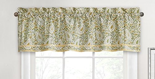 Waverly Paisley Verveine Valance for Window Rod Pocket Curtain for Kitchen and Living Room, 52 in x 16 in, Spring - Image 1