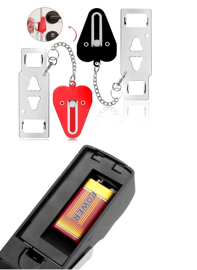 Portable Door Lock u0026 Door Stop Alarm,Dual Protection Security Door Kit,Door ​Security Devices Pocket Door Stopper Self Defensey Tools for Hotel Travel Home Apartment House  - Image 2