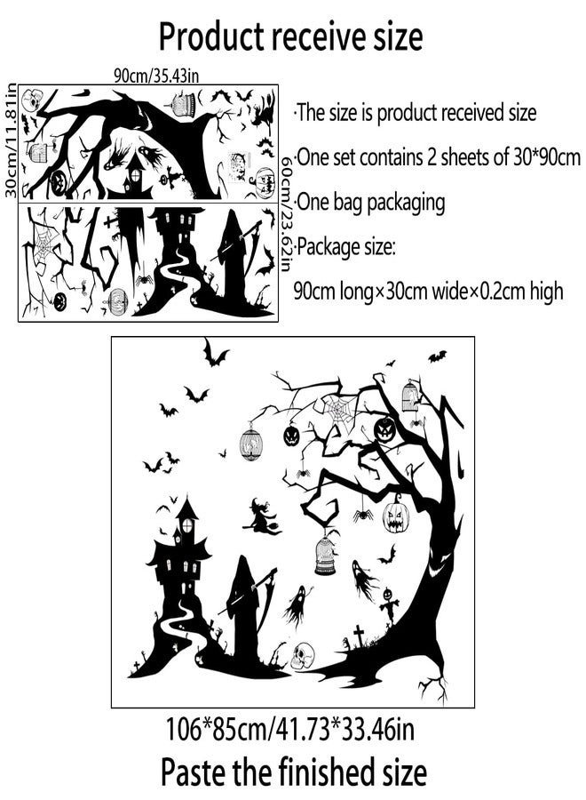 Aurbhosa Halloween Wall Sticker Black Tree Branches Wall Decal Peel and Stick Horror Bat Wall Decor Halloween Castle Ghost Wall Stickers for Living Room - Image 5