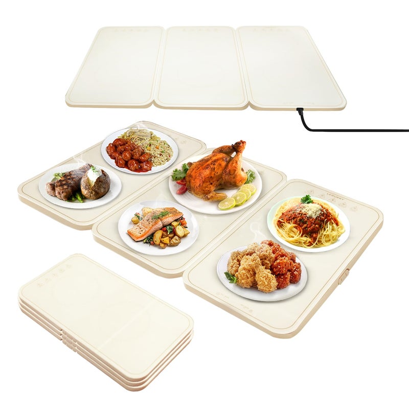 LEBURRY Electric Warming Tray - Portable Warming Plate with Timer, Heating and Child Locks Control Feature - Electric Heating Pad for Party, Buffet, Picnic - Food Warmer Tray for Camping,Travel - Image 1