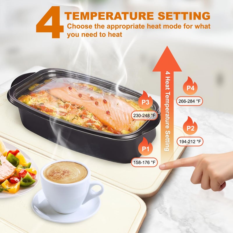LEBURRY Electric Warming Tray - Portable Warming Plate with Timer, Heating and Child Locks Control Feature - Electric Heating Pad for Party, Buffet, Picnic - Food Warmer Tray for Camping,Travel - Image 4