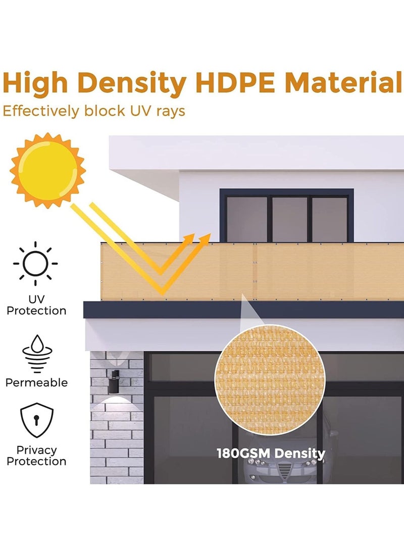 Excefore غطاء شاشة خصوصية لشرفة 3' × 16.5' شبكة حواجز رملية قماش ظل حماية من الأشعة فوق البنفسجية لشرفة الشقة السياج الخارجي - Image 4