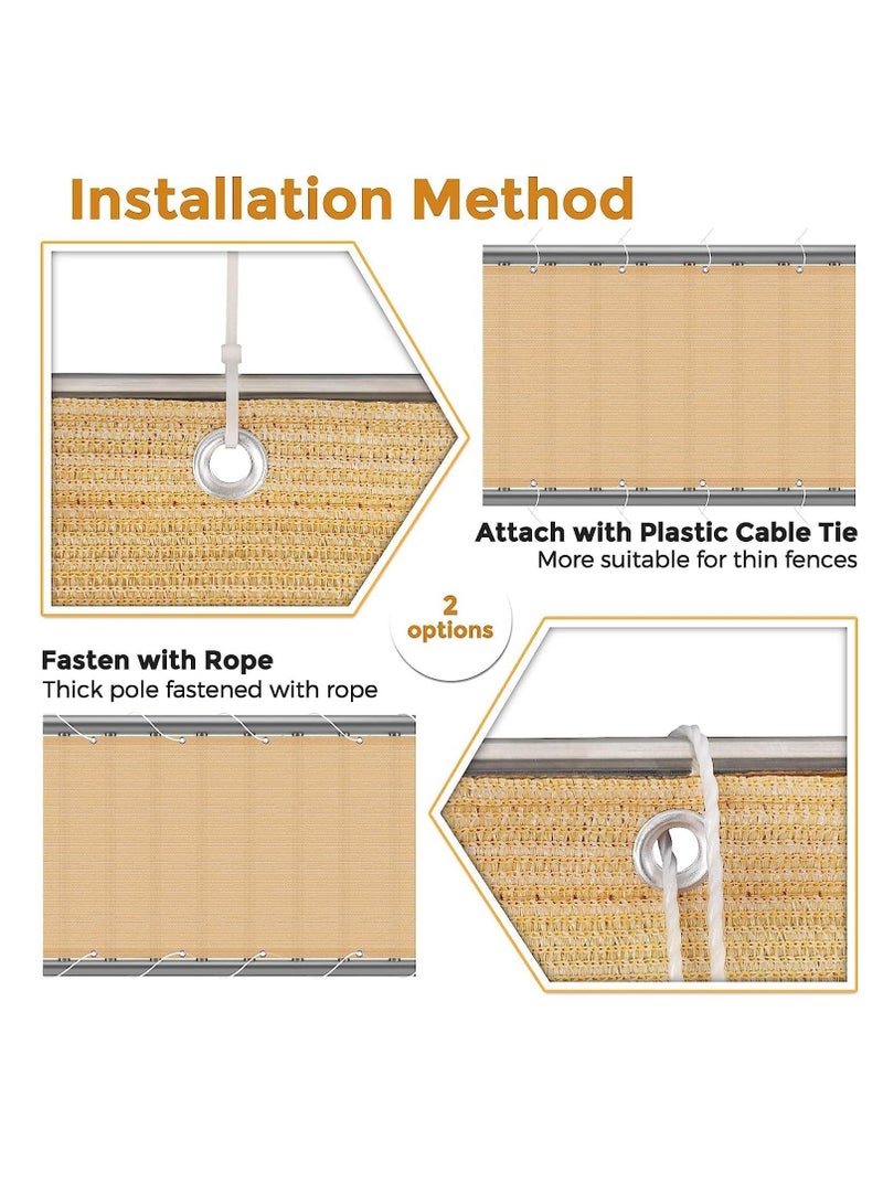 Excefore غطاء شاشة خصوصية لشرفة 3' × 16.5' شبكة حواجز رملية قماش ظل حماية من الأشعة فوق البنفسجية لشرفة الشقة السياج الخارجي - Image 5