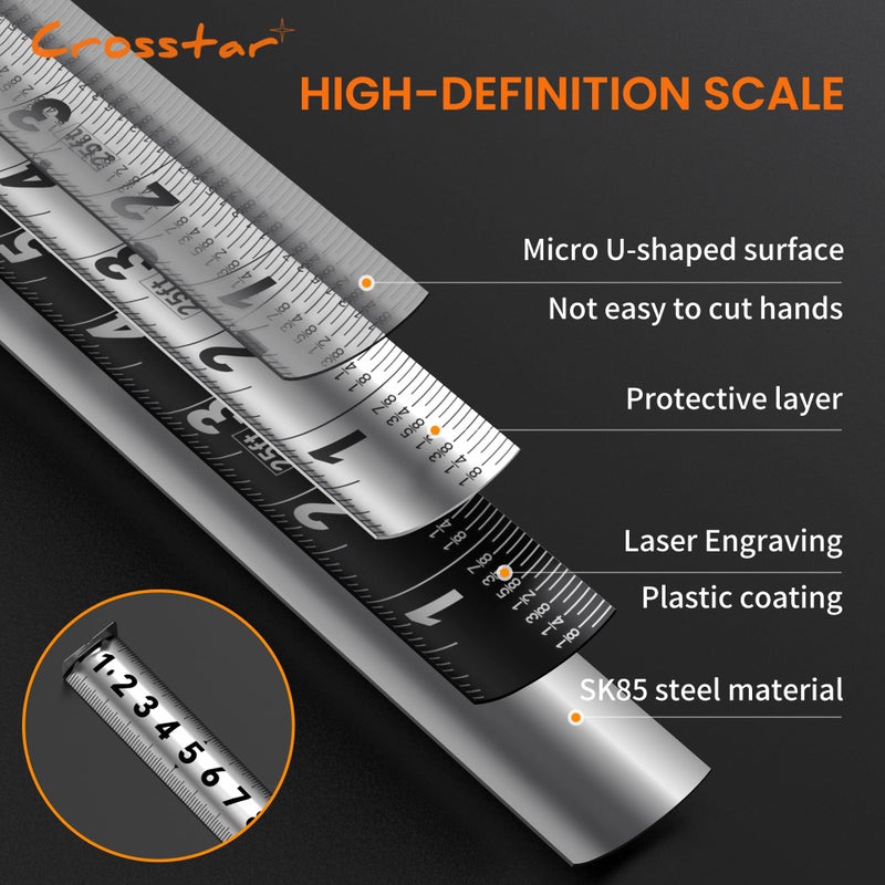 Crosstar 25FT Magnetic Self-Locking Stainless Steel Tape Measure, Double-Sided Scale, Waterproof & Rustproof Retractable Measuring Tape with Hollow Design for Home, Industrial, Woodworking - Image 5