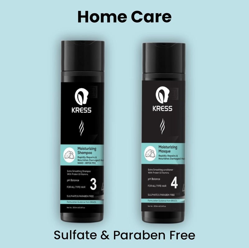 Kress Nanoplastia Smoothening Masque Set  300ml Premium Hair Treatment for Men  Women  Frizz Control Keratin Repair Heat Protection  Salon Smooth Hair at Home - Image 4