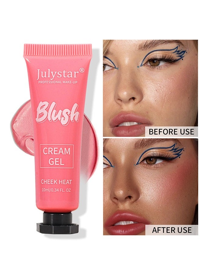 Julystar Blush Cream Gel, Soft Cream Blush Makeup with Cushion Applicator for cheeks, Natural Glossy, Improve Complexion, Long-Wearing, Blush Makeup for Face, Eyes and Lips  - Image 2