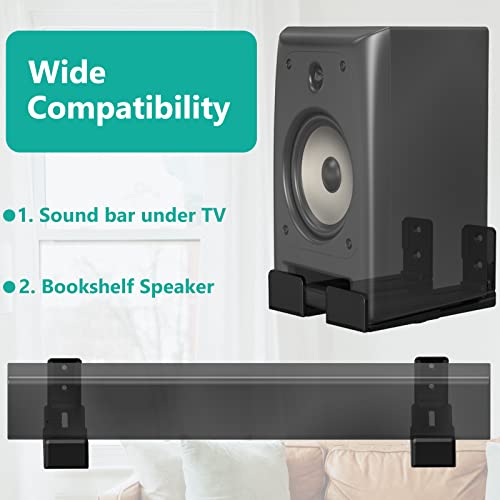 WALI Universal Soundbar Wall Mount, Center Channel Speaker Wall Mount Dual Bracket Hold up to 33 lbs, Arms Extend Adjustment from 3.5 to 6.1 inch (SLK202), Black - Image 3
