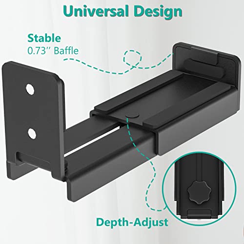 WALI Universal Soundbar Wall Mount, Center Channel Speaker Wall Mount Dual Bracket Hold up to 33 lbs, Arms Extend Adjustment from 3.5 to 6.1 inch (SLK202), Black - Image 4