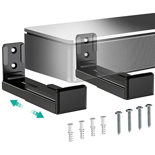 WALI Universal Soundbar Wall Mount, Center Channel Speaker Wall Mount Dual Bracket Hold up to 33 lbs, Arms Extend Adjustment from 3.5 to 6.1 inch (SLK202), Black - Image 1