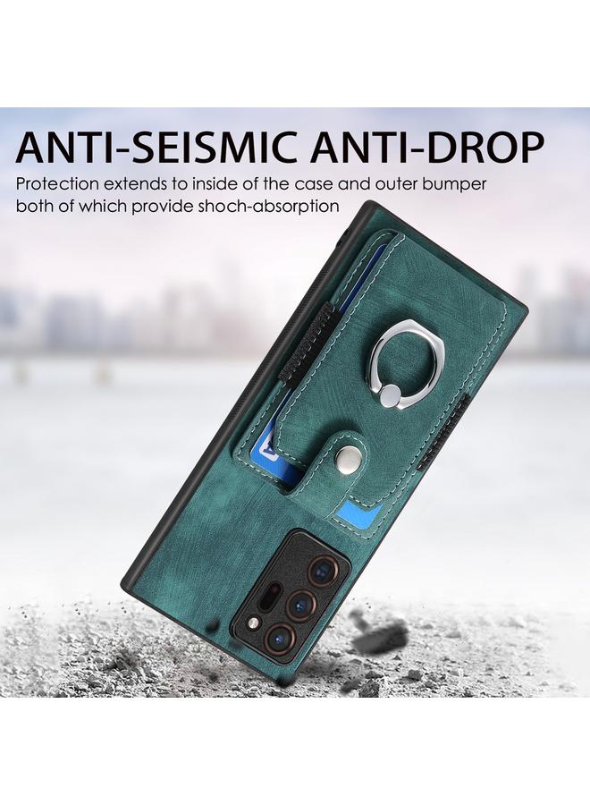 S-TOP Case For Samsung Galaxy Note20 Retro Skin-feel Ring Card Wallet Phone Case - Image 4