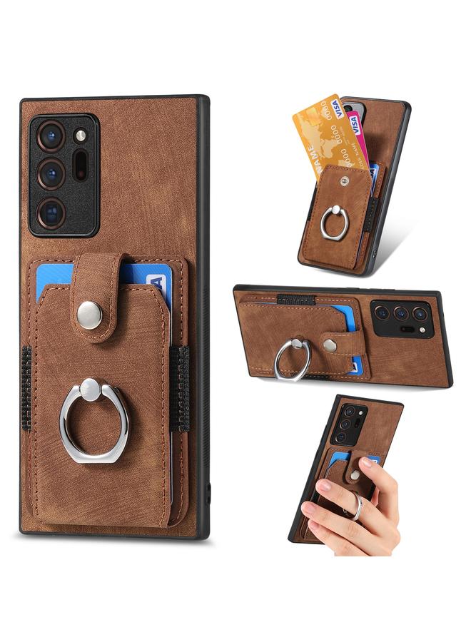 S-TOP Case For Samsung Galaxy Note20 Retro Skin-feel Ring Card Wallet Phone Case - Image 1