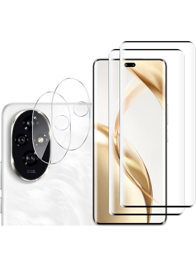 erorex 2+2 Pack Compatible With Honor 200 Pro For Tempered Glass Screen Protector And Camera Lens Protector Hd Full Screen Tempered Glass Film Anti Shatter Black - Image 1