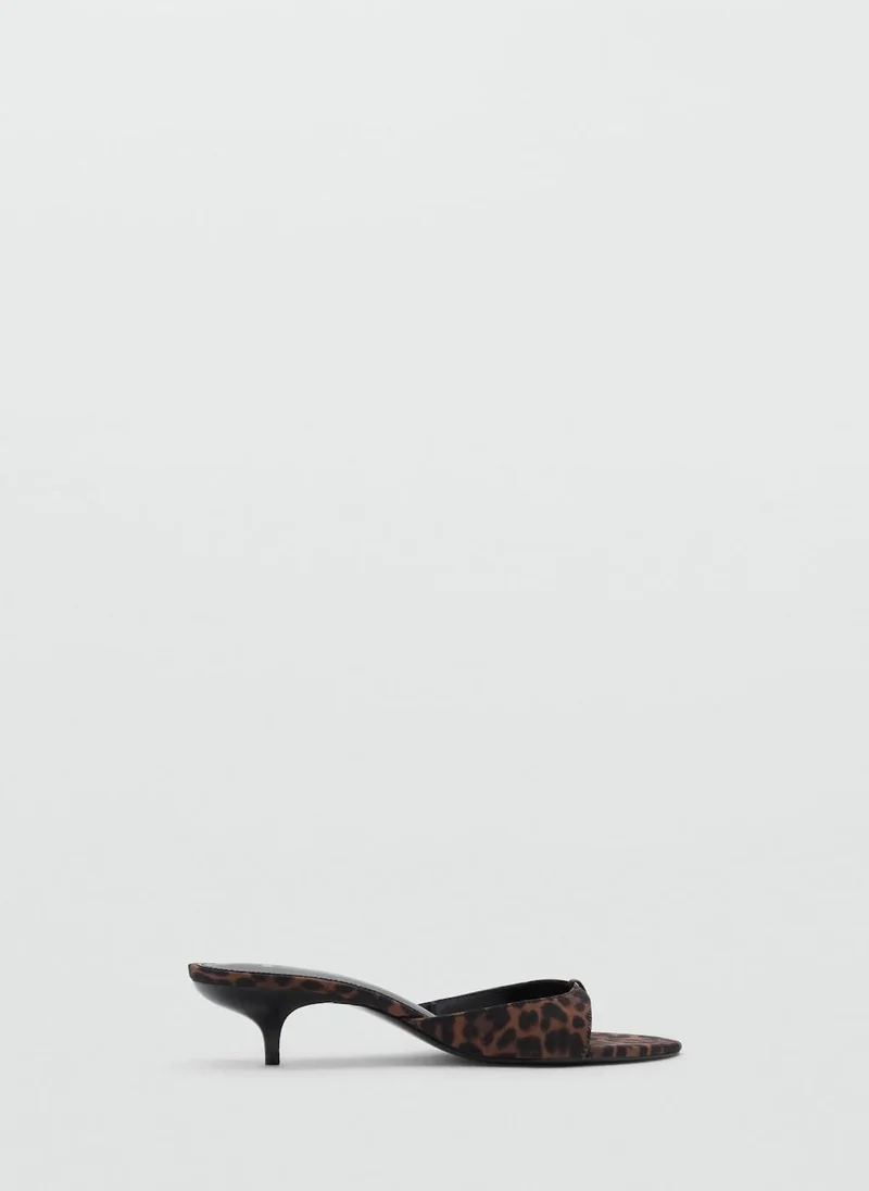 مانجو Leopard-Print Kitten-Heel Sandals