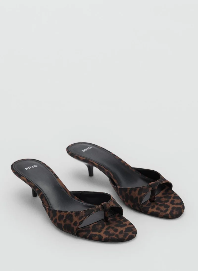 مانجو Leopard-Print Kitten-Heel Sandals