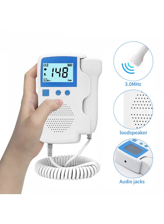 جهاز مراقبة معدل نبض قلب الجنين، دوبلر بالموجات فوق الصوتية محمول، كشف مبكر من الأسبوع التاسع، مجس عالي الحساسية، أزرق - Image 5