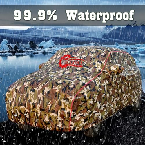 Slamio Car Cover for Kia Carens Clavis 2025-2026 Model | Waterproof, Dustproof, UV Resistant | All-Weather Protection with Mirror Pockets | Custom Fit, Triple Stitch (Jungle Print) - Image 5