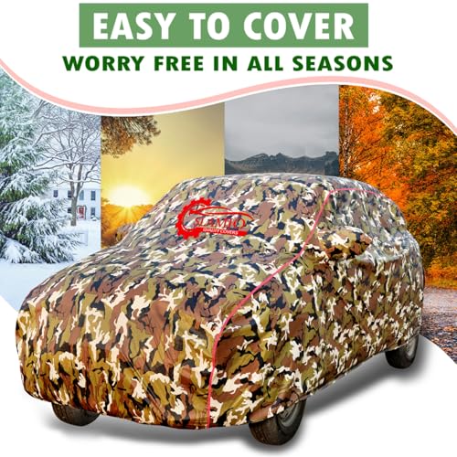 Slamio Car Cover for Kia Carens Clavis 2025-2026 Model | Waterproof, Dustproof, UV Resistant | All-Weather Protection with Mirror Pockets | Custom Fit, Triple Stitch (Jungle Print) - Image 3