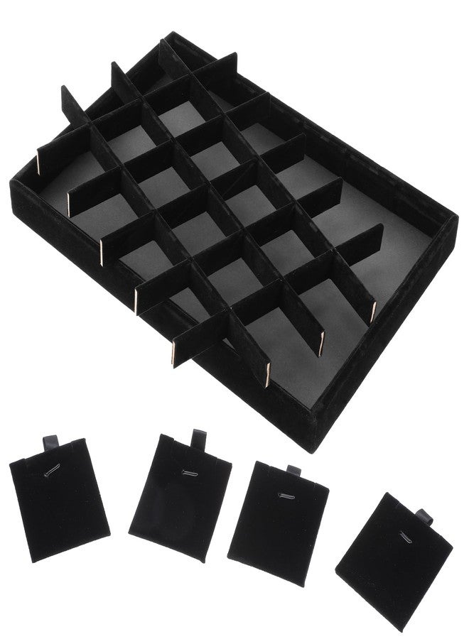Lemecima 2pcs 24 Grids Stackable Jewelry Tray Organizer with Removable Dividers, Velvet Jewelry Display Tray for Earrings Necklaces Bracelet Rings Display Showcase - Black - Image 4
