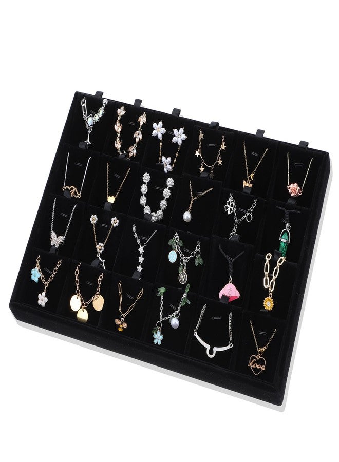 Lemecima 2pcs 24 Grids Stackable Jewelry Tray Organizer with Removable Dividers, Velvet Jewelry Display Tray for Earrings Necklaces Bracelet Rings Display Showcase - Black - Image 5