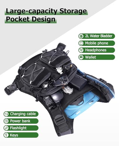NOOLA Running Vest with 2L Water Bladder, Reflective Hydration Backpack for Men Women, Lightweight Chest Pack with Phone Pocket Adjustable Running Backpack for Marathon Fishing Cycling Hiking, Small - Image 5