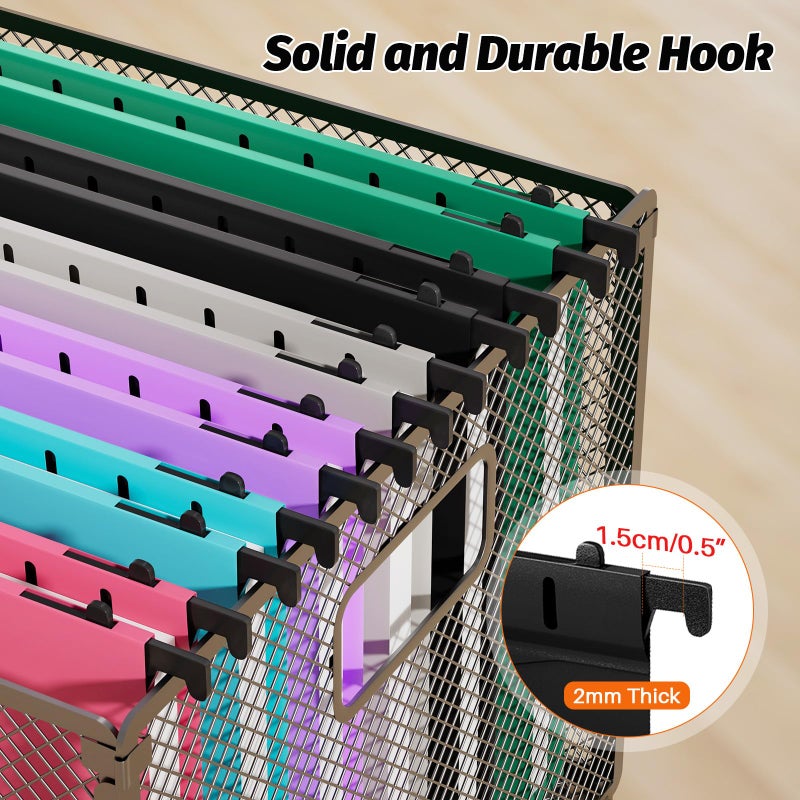 SHUTEX Extra Capacity Plastic Hanging File Folders,12 Pack Reinforced Hang Folder,Heavy Duty 1 Inch Expansion,Filing Cabinet Folders Letter Size for Bulk Files/Medical Charts (No Sealed, Assorted Colors) - Image 4