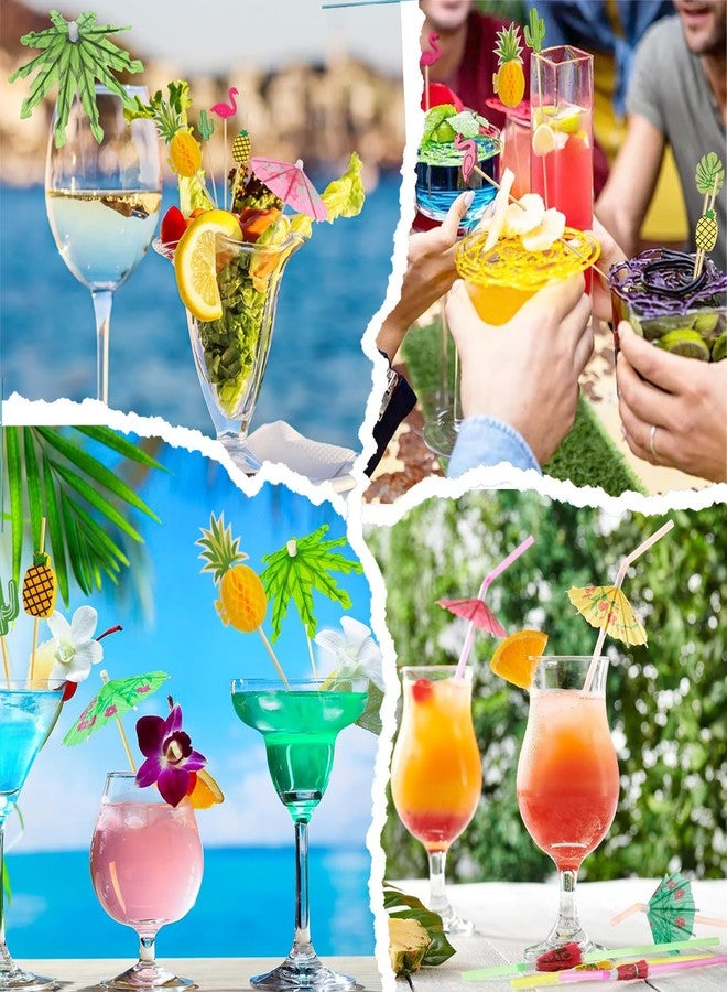 PAKCHOICE Drink Umbrellas, 180PCS Cocktail Drink Accessories Includes Umbrella Straws, Umbrella Toothpicks, Decoration Picks for Aloha Tropical Hawaiian Luau Party - Image 5
