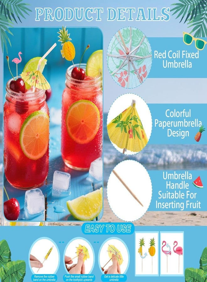 PAKCHOICE Drink Umbrellas, 180PCS Cocktail Drink Accessories Includes Umbrella Straws, Umbrella Toothpicks, Decoration Picks for Aloha Tropical Hawaiian Luau Party - Image 3