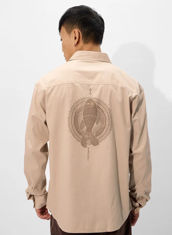 The Souled Store  The Souled Store Men Relaxed Fit Printed Beige Shirt  | Best Price UAE