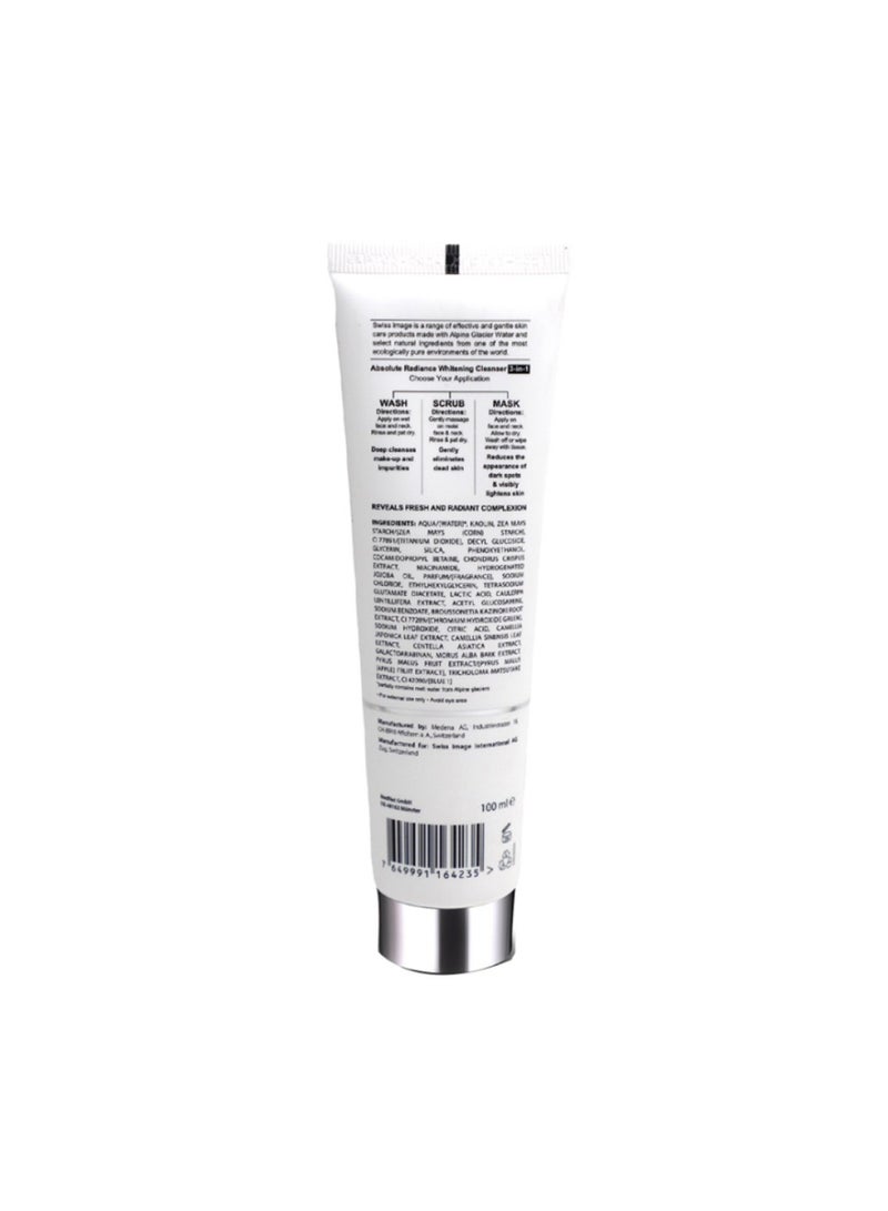 SWISS image Image Whitening Care Absolute Radiance 3-In-1 Whitening Cleanser For All Skin Types 100Ml - Image 2