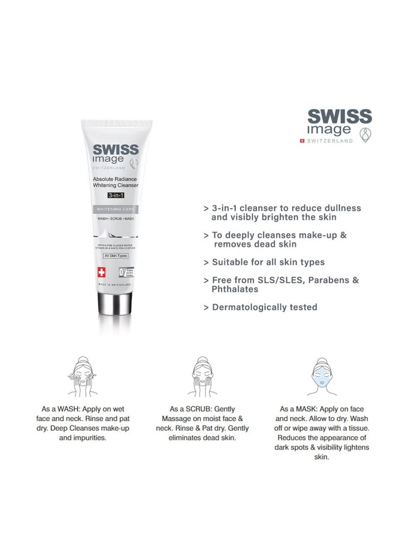 SWISS image Image Whitening Care Absolute Radiance 3-In-1 Whitening Cleanser For All Skin Types 100Ml - Image 4