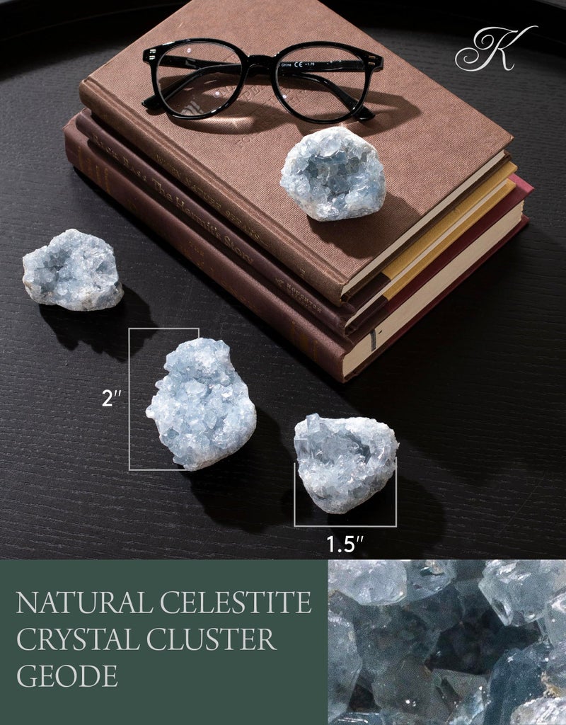 KALIFANO Raw AAA+ Celestite Crystal Cluster Geode - High Energy Natural Celestine Stone - Reiki Wicca Celestita Rock with Healing and Calming Effects (Family Owned and Operated) - Image 3