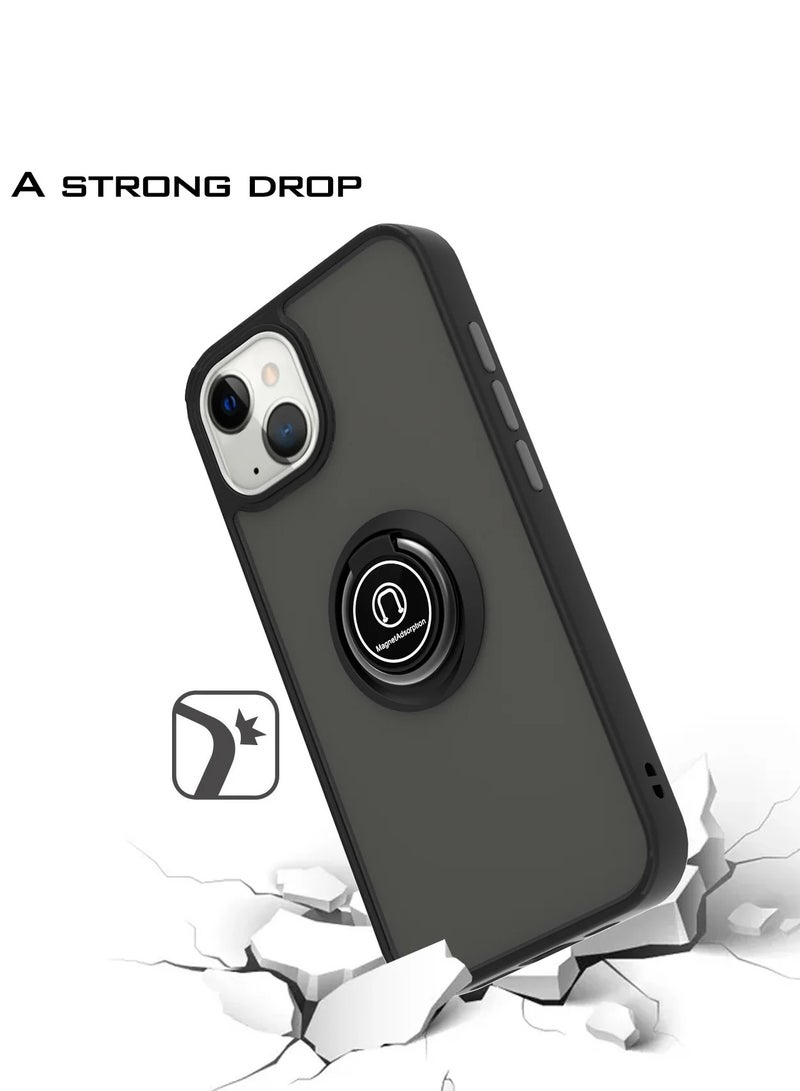 Wtech Finger Grip Magnetic Hold Kickstand Ring Finger With Built-In Iron Case Cover For Apple iPhone 15 2023 Black  - Image 4