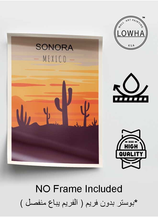 LOWHA Poster Painting Art With Four Separate Pieces Of Double-Sided Stickers Sonora Mexico For Home Bedroom Living Room And Office Decor  - Image 3