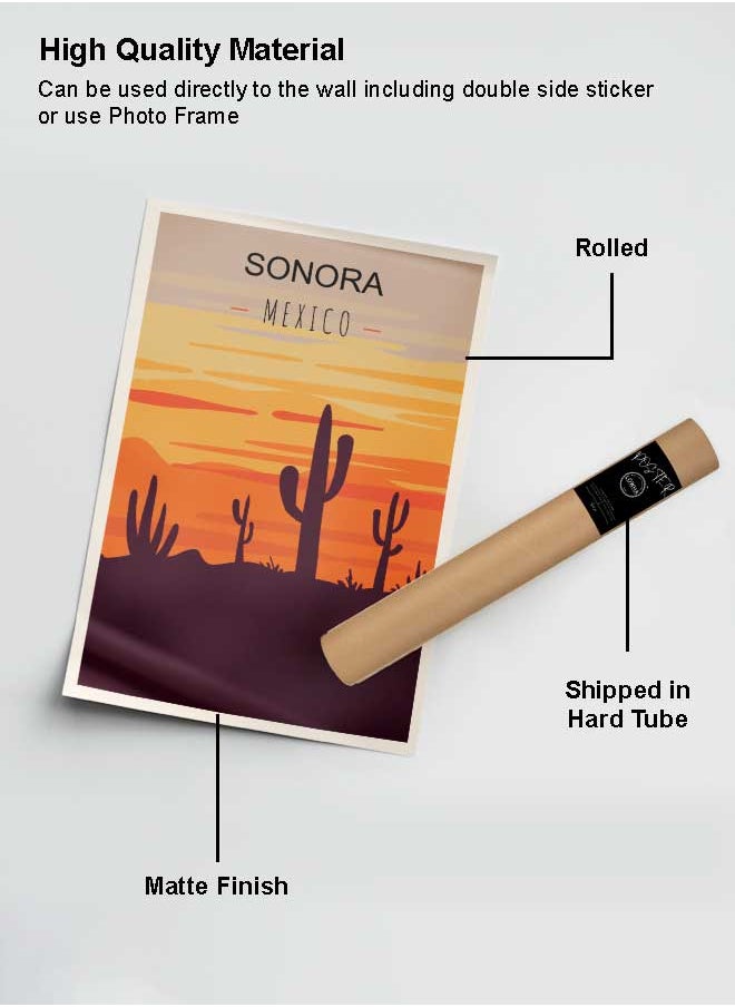 LOWHA Poster Painting Art With Four Separate Pieces Of Double-Sided Stickers Sonora Mexico For Home Bedroom Living Room And Office Decor  - Image 2