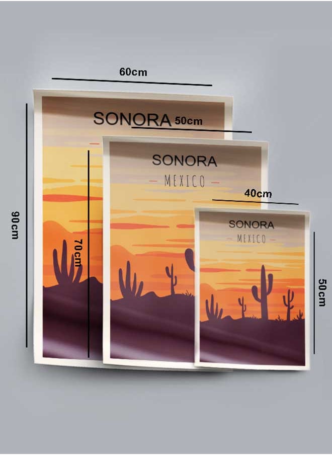 LOWHA Poster Painting Art With Four Separate Pieces Of Double-Sided Stickers Sonora Mexico For Home Bedroom Living Room And Office Decor  - Image 4