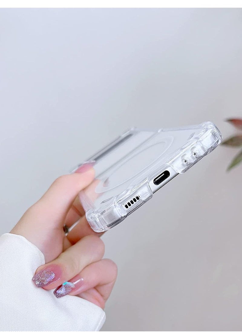 Samsung Galaxy Z Flip 4 Magsafe Clear Case, With Magnetic and Support Wireless Charger, Transparent Shockproof and Drop-Proof Hard PC Phone Cover for Galaxy Z Flip 4 - Image 2