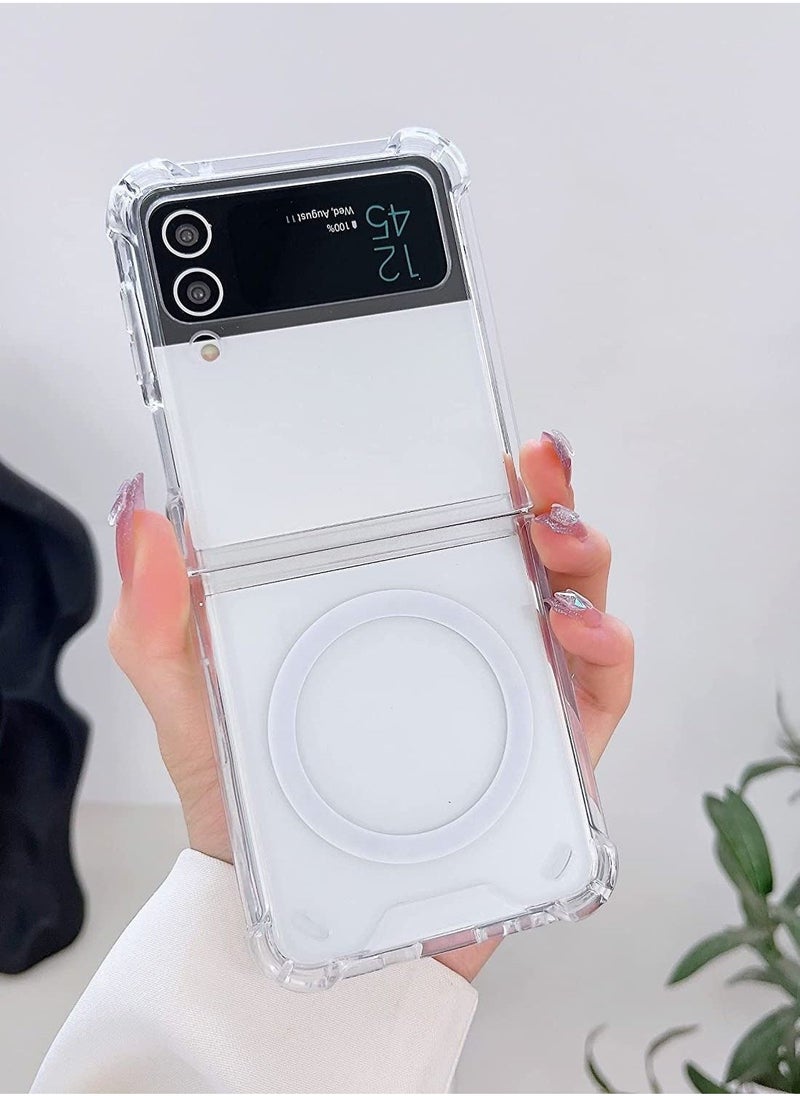 Samsung Galaxy Z Flip 4 Magsafe Clear Case, With Magnetic and Support Wireless Charger, Transparent Shockproof and Drop-Proof Hard PC Phone Cover for Galaxy Z Flip 4 - Image 3