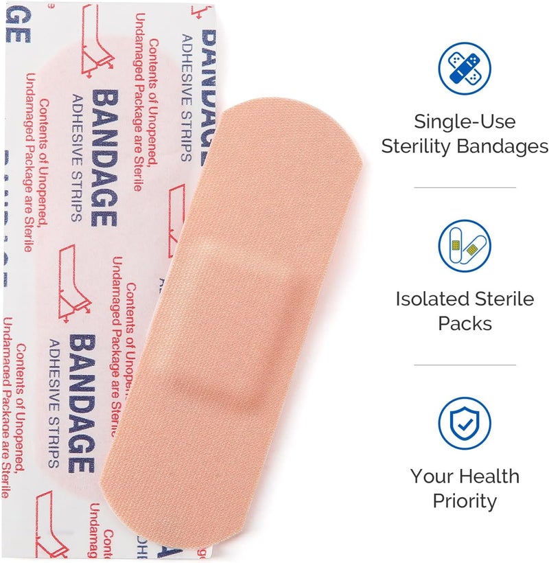 JMU لصقات لاصقة معقمة JMU 300 قطعة 1x3 بوصة شرائط لاصقة من القماش مغلفة بشكل فردي للعناية بالجروح والإسعافات الأولية - Image 2