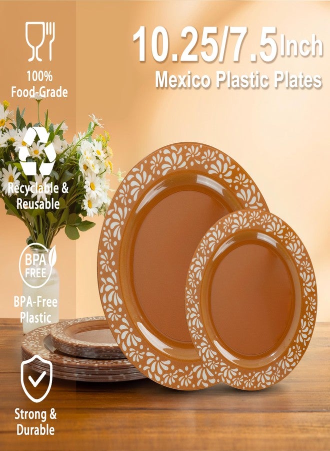 U-QE 20 Pcs Plastic Mexican Plates - Cielito Lindo Baby Shower Plates Cielito Lindo Party Decoration - 10.25" Dinner & 7.5" Dessert Plastic Platos De Barro Mexicanos - Image 2